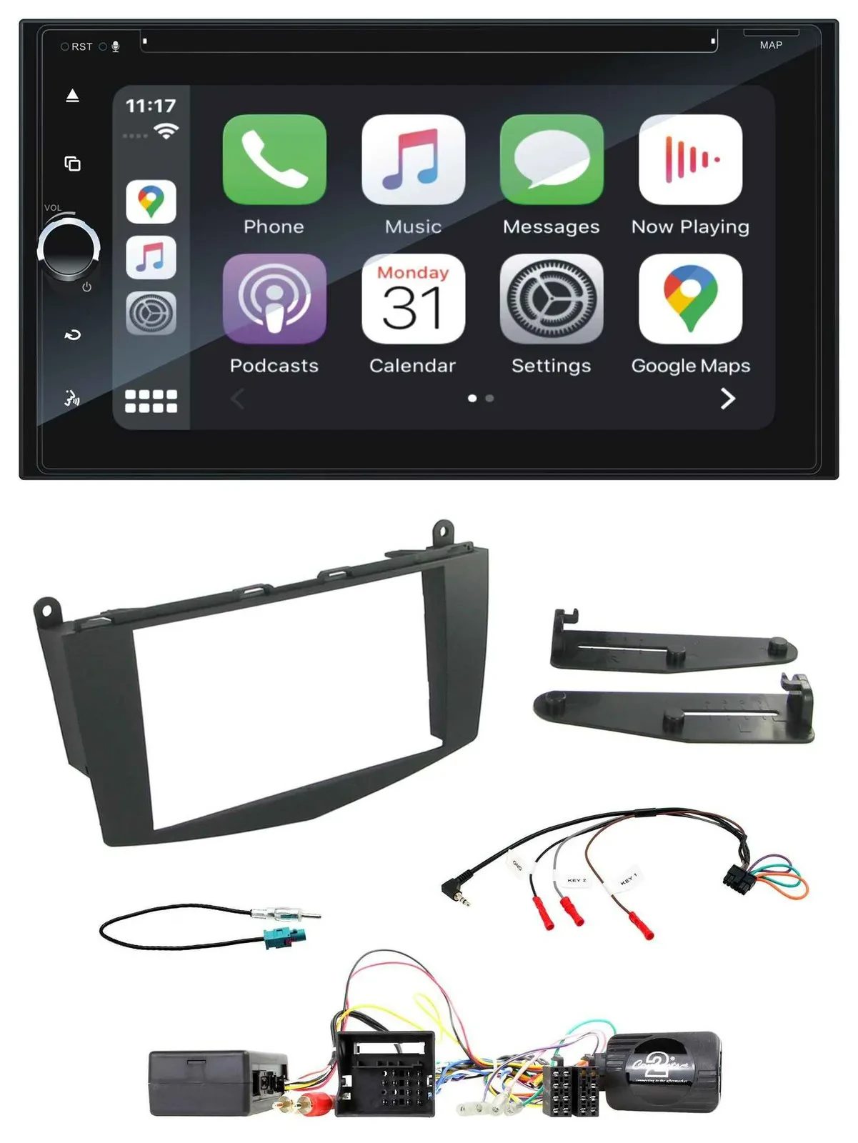 Blaupunkt 2DIN Bluetooth DAB USB DVD Lenkrad Autoradio für Mercedes C W204 Aktiv