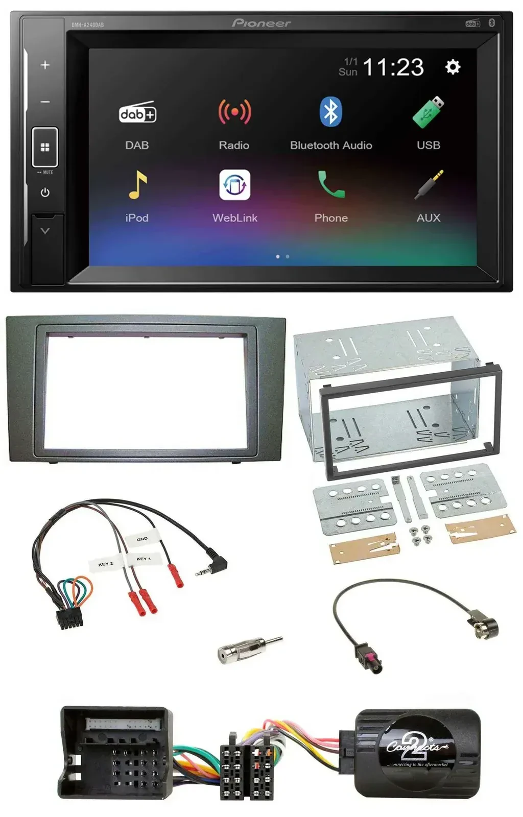 Автомагнитола Pioneer 2-DIN, DAB, Bluetooth, USB, для Ford Mondeo 2003–2007, чёрный