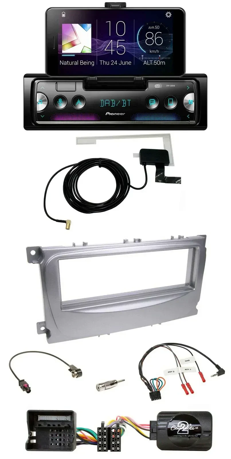 Автомагнитола для Ford S-Max/Mondeo 2007–2014 Pioneer DAB Bluetooth USB серебристая