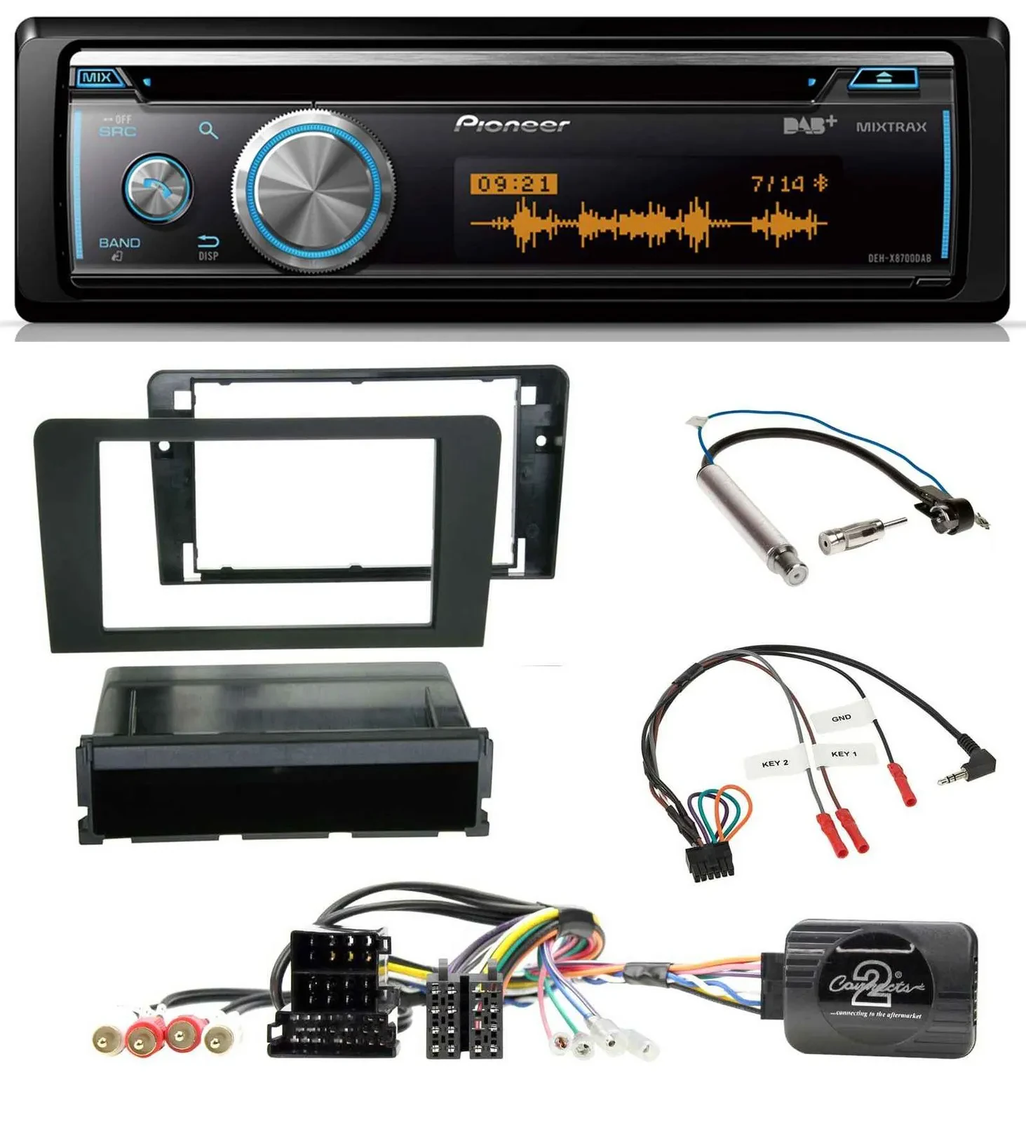 Pioneer Lenkrad DAB USB CD Bluetooth Autoradio für Audi A3 Symphony ISO 8P 2003-