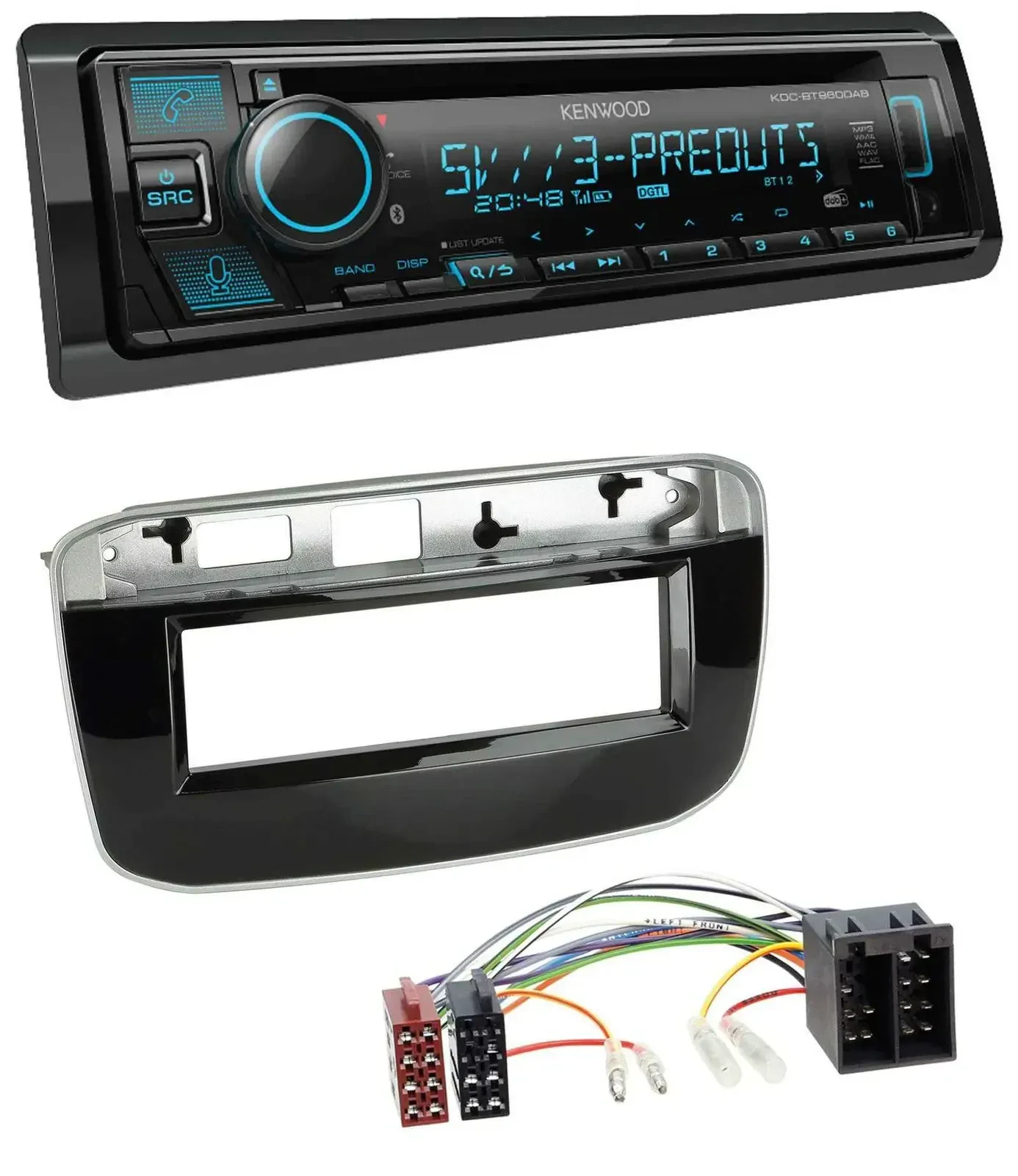 Автомагнитола для Fiat Punto/Punto Evo (с 2011) Kenwood Bluetooth, USB, CD, MP3, DAB