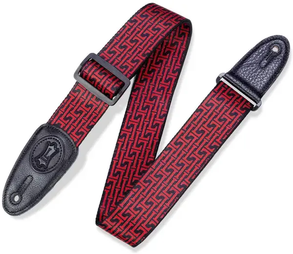 Ремень для гитары Levy's MPLL-006 Polyester Signature L Design Black Red