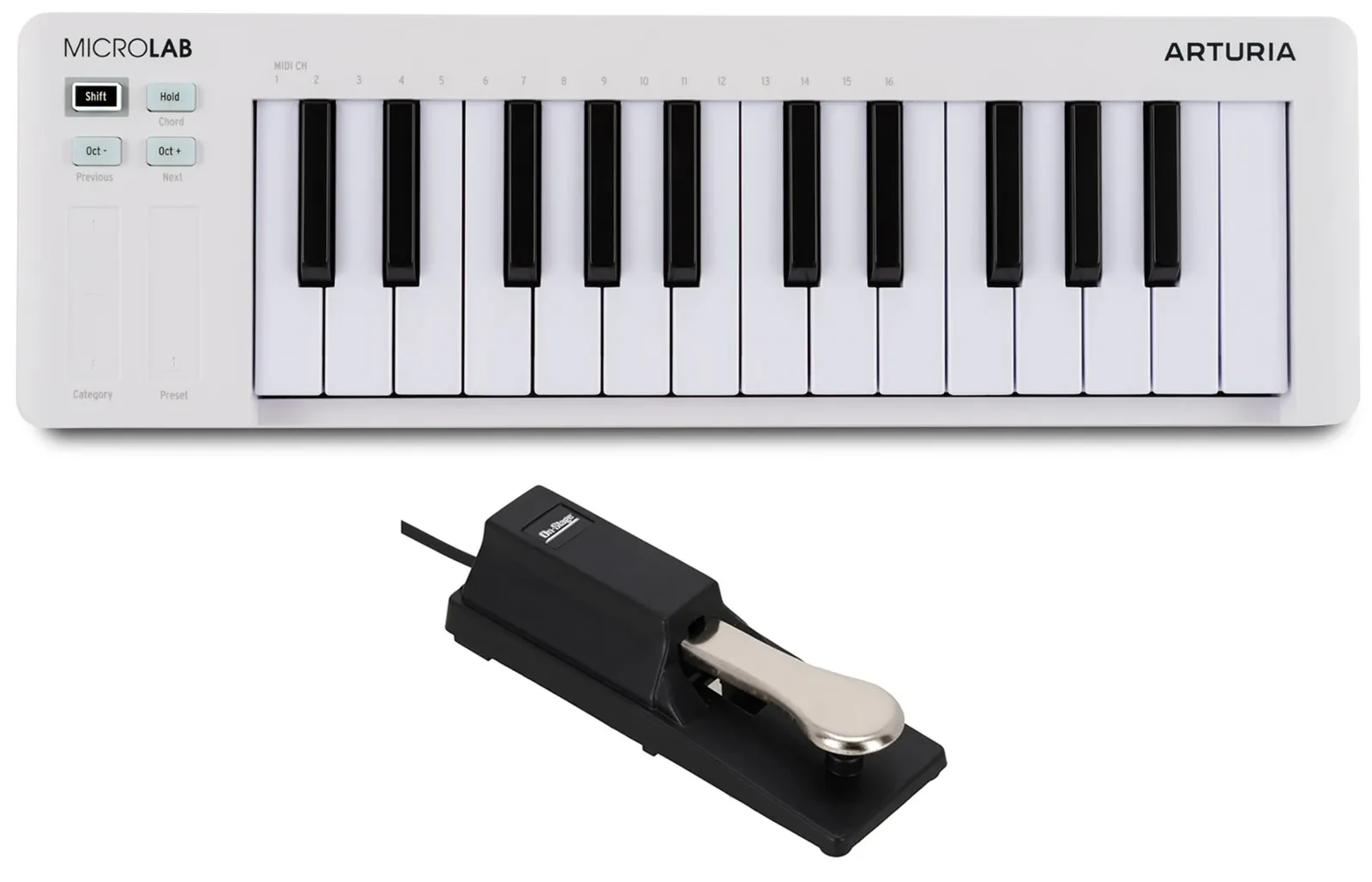 Arturia MICROLAB MK3 White 25-Key MIDI USB Keyboard Controller+Sustain Pedal