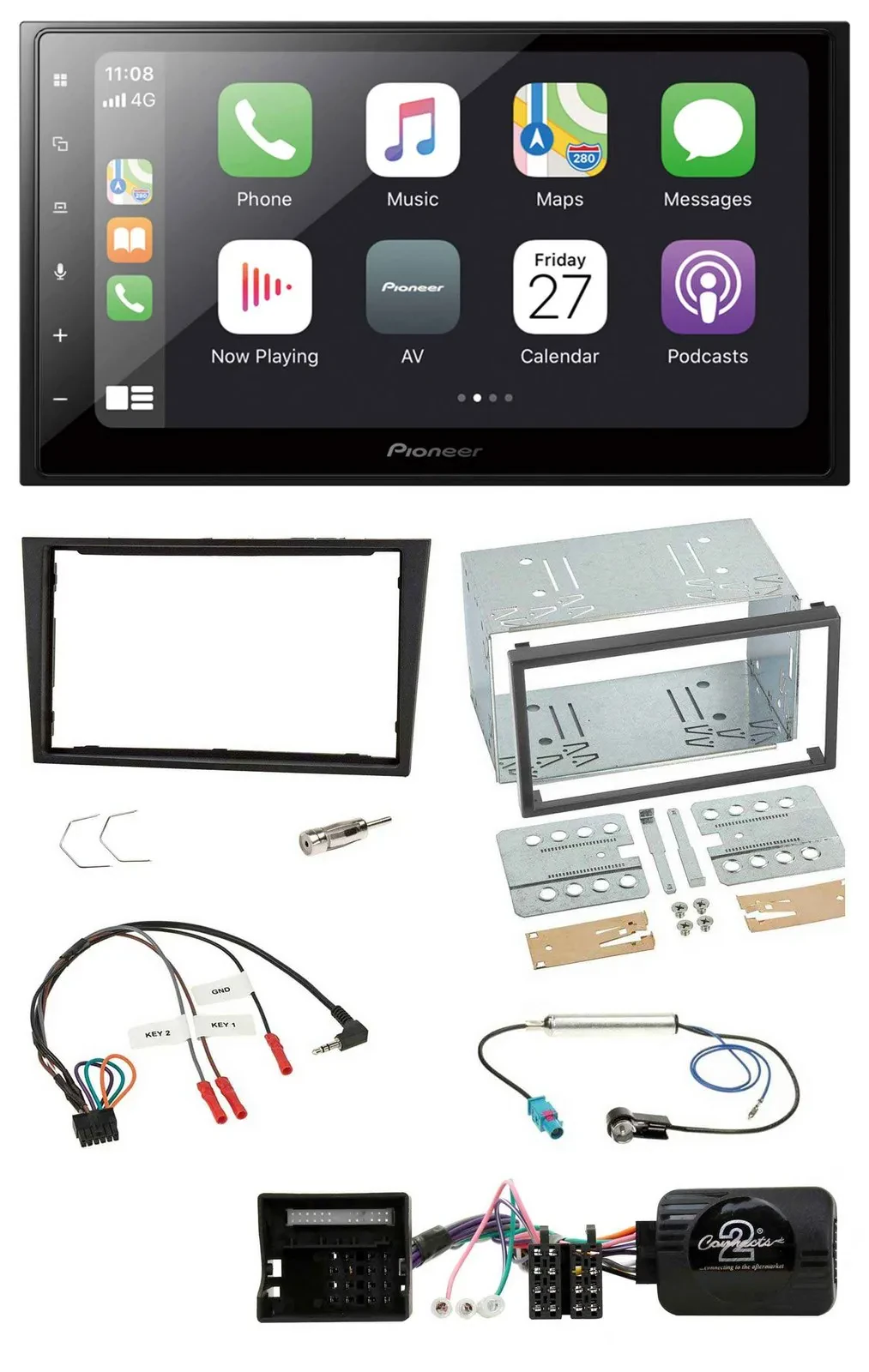 Pioneer Lenkrad Bluetooth DAB 2DIN USB Autoradio für Opel Corsa D 2006-2008 stea
