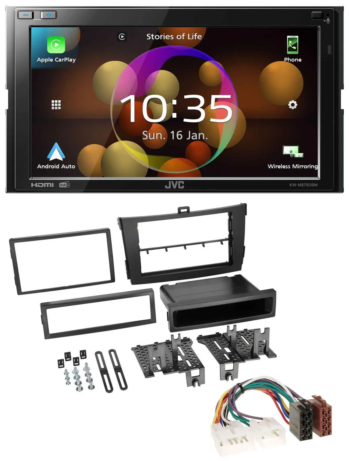 JVC DAB MP3 2DIN Bluetooth USB Autoradio für Toyota Corolla 09-13 schwarz