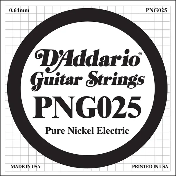 Струна для электрогитары D'Addario PNG025 XL Pure Nickel, никель, калибр 25