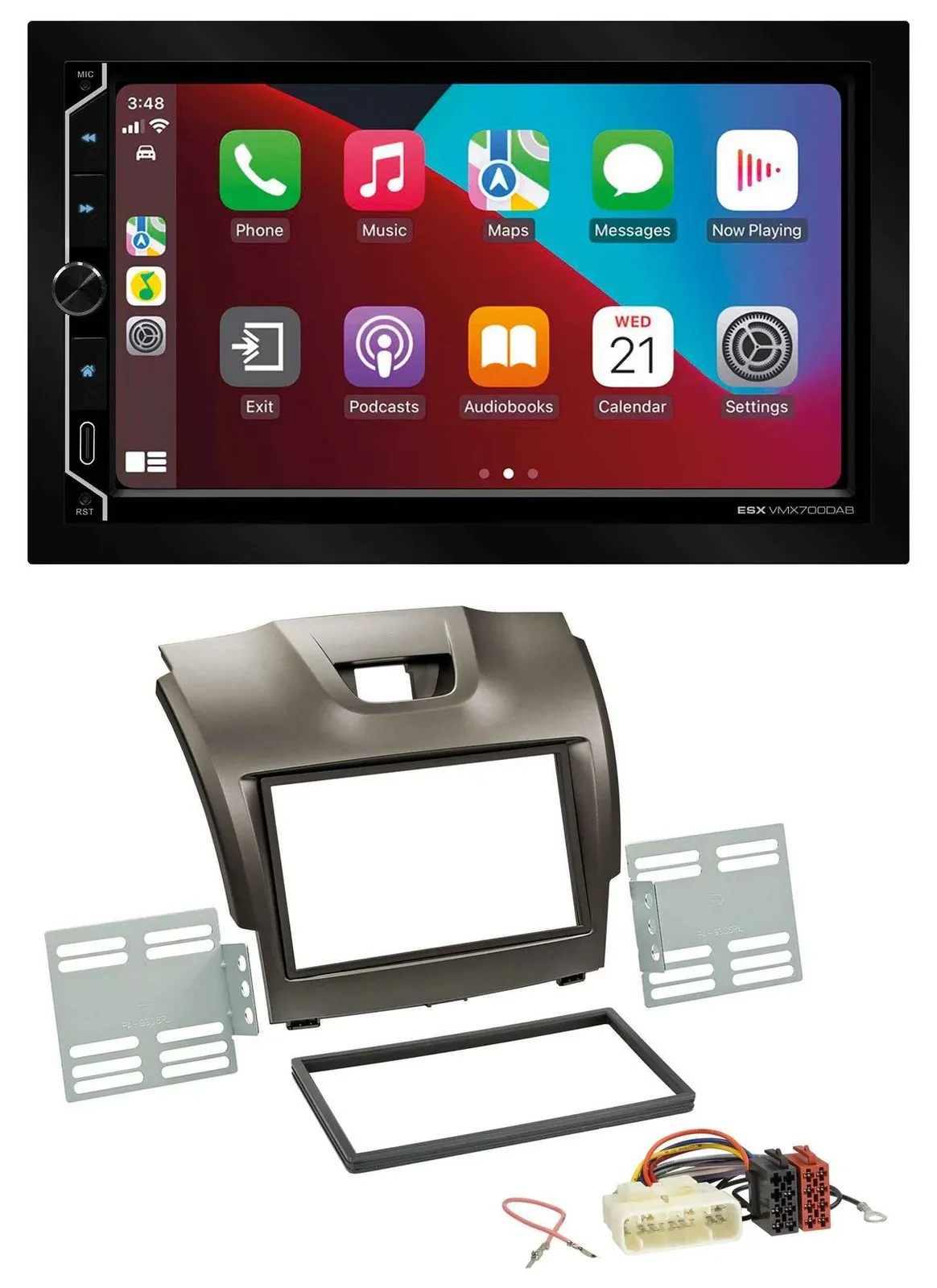 ESX 2DIN DAB USB MP3 Bluetooth Autoradio für Isuzu D-Max ab 2012 grau