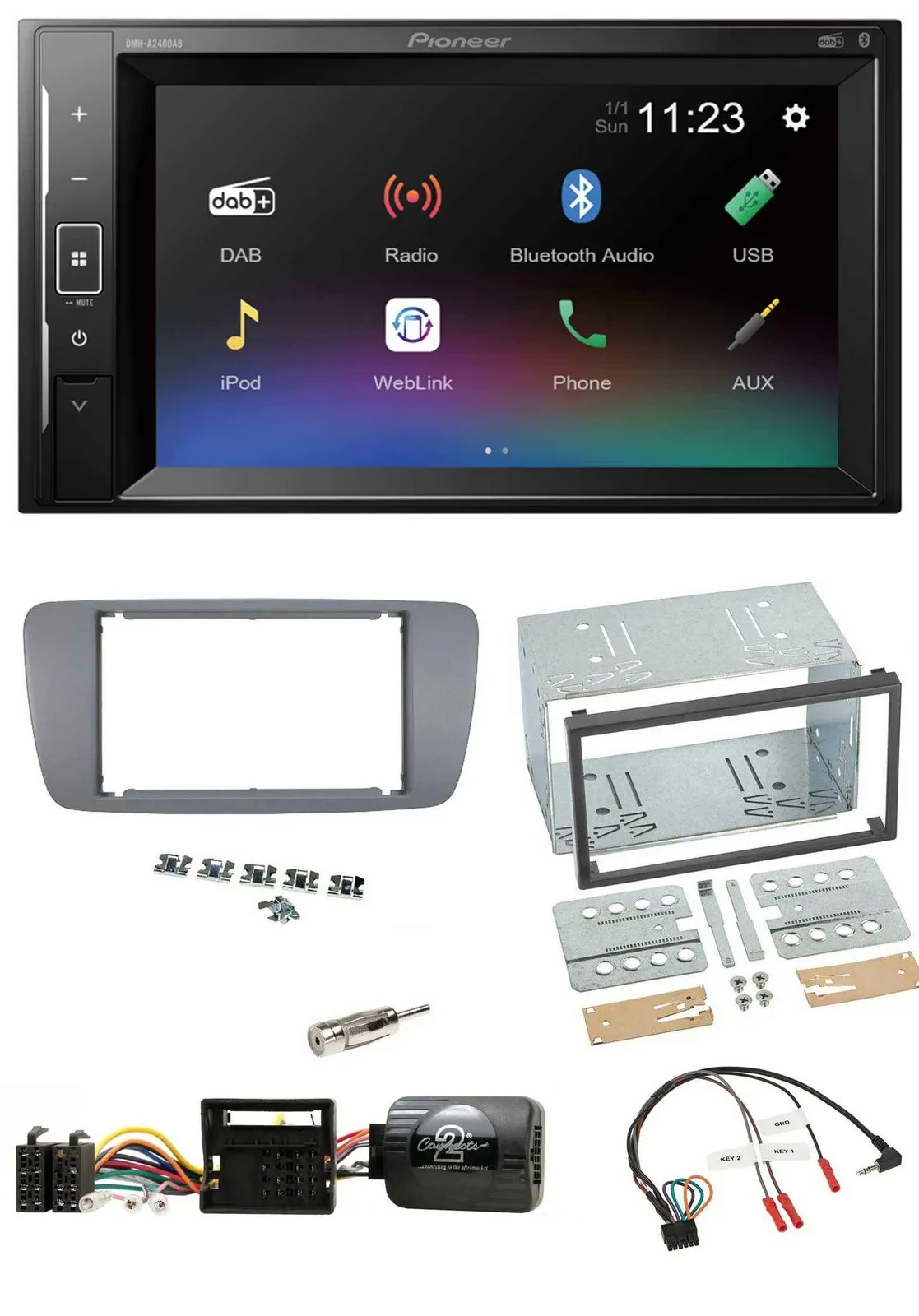 Автомагнитола Pioneer 2DIN, DAB, Bluetooth, USB, для Seat Ibiza (с 2008)