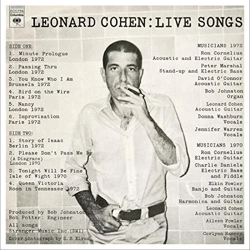 Виниловая пластинка Leonard Cohen – Live Songs (Релиз 2017)