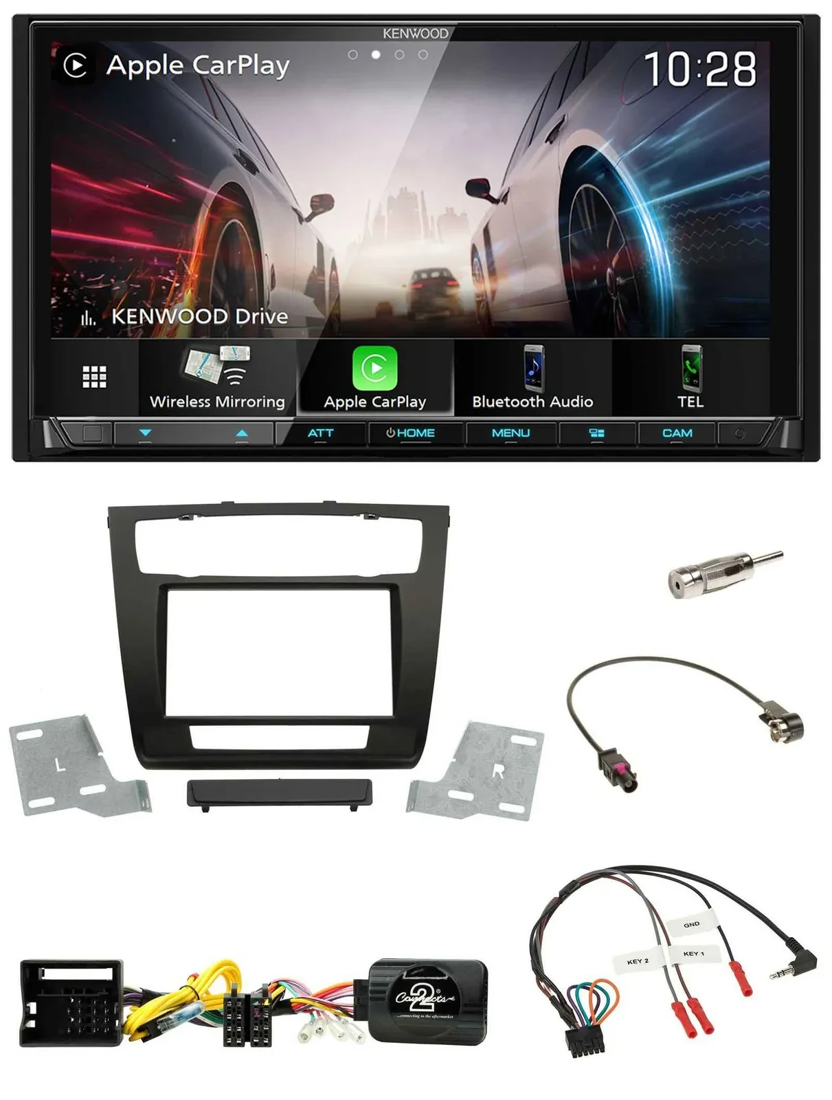 Kenwood Lenkrad 2DIN USB DAB Bluetooth Autoradio für BMW 1er aut. Klima E81/E82/
