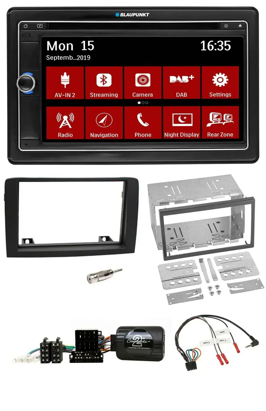 Автомагнитола для Fiat Idea Blaupunkt 2DIN DAB TMC USB Bluetooth Навигация черный (2006–2012)