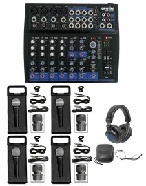 Gemini GEM-12USB 12 Channel Bluetooth Mixer w/ USB/3 Band EQ+(4) Mics+Headphones