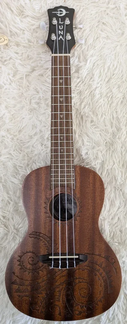 Luna Guitars Luna Model UKE TC MAH Tattoo Mahogany Concert Size Acoustic Ukulele with Gig Bag