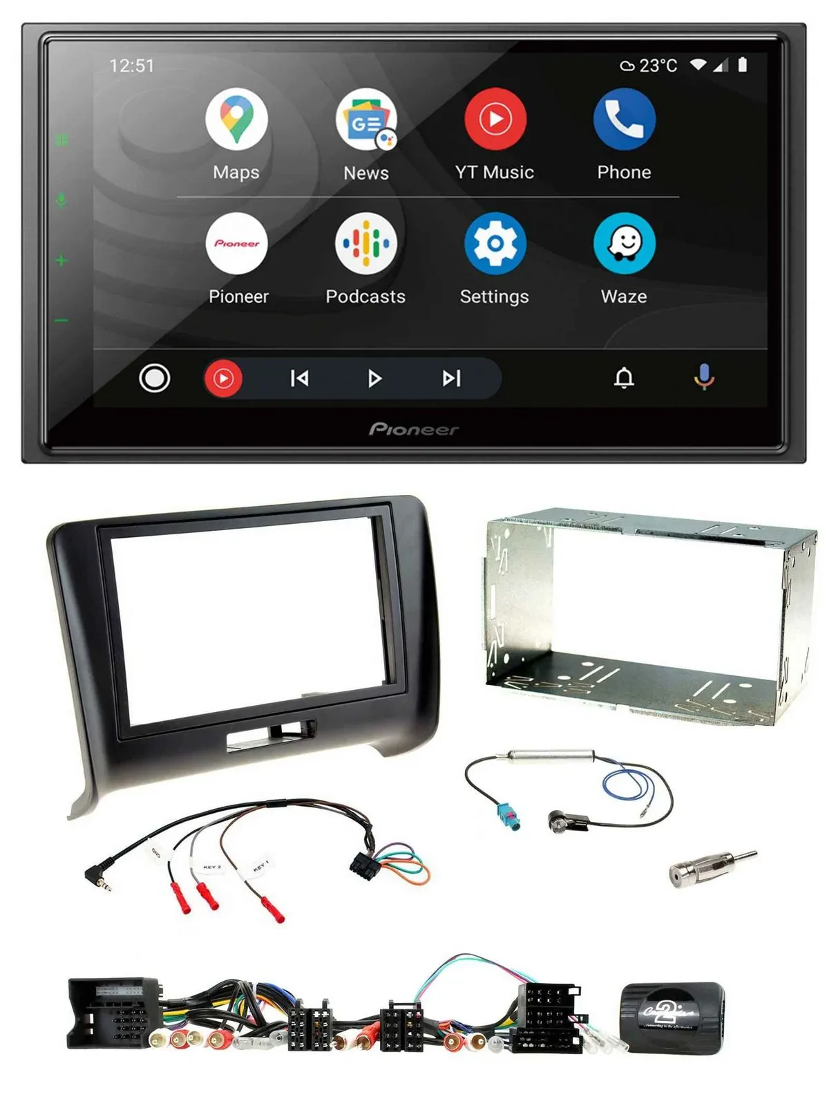 Pioneer USB 2DIN DAB Lenkrad Bluetooth Autoradio für Audi TT 2006-2014