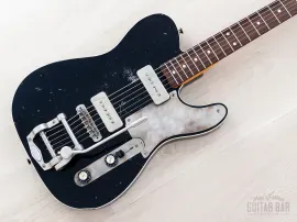 2021 Macmull Heartbreaker Custom P-90 HB-C T-Style Black Relic w/ Bigsby