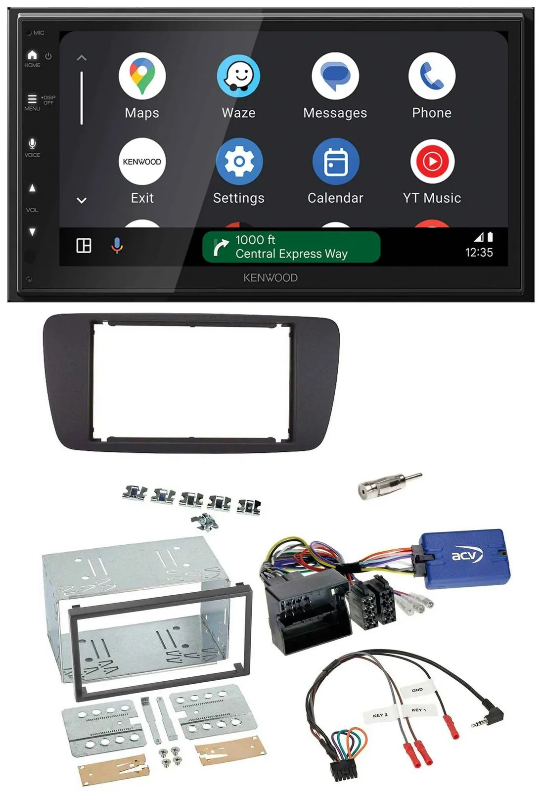 Kenwood DAB Bluetooth USB Lenkrad 2DIN Autoradio für Seat Ibiza ab 08 azabachesc