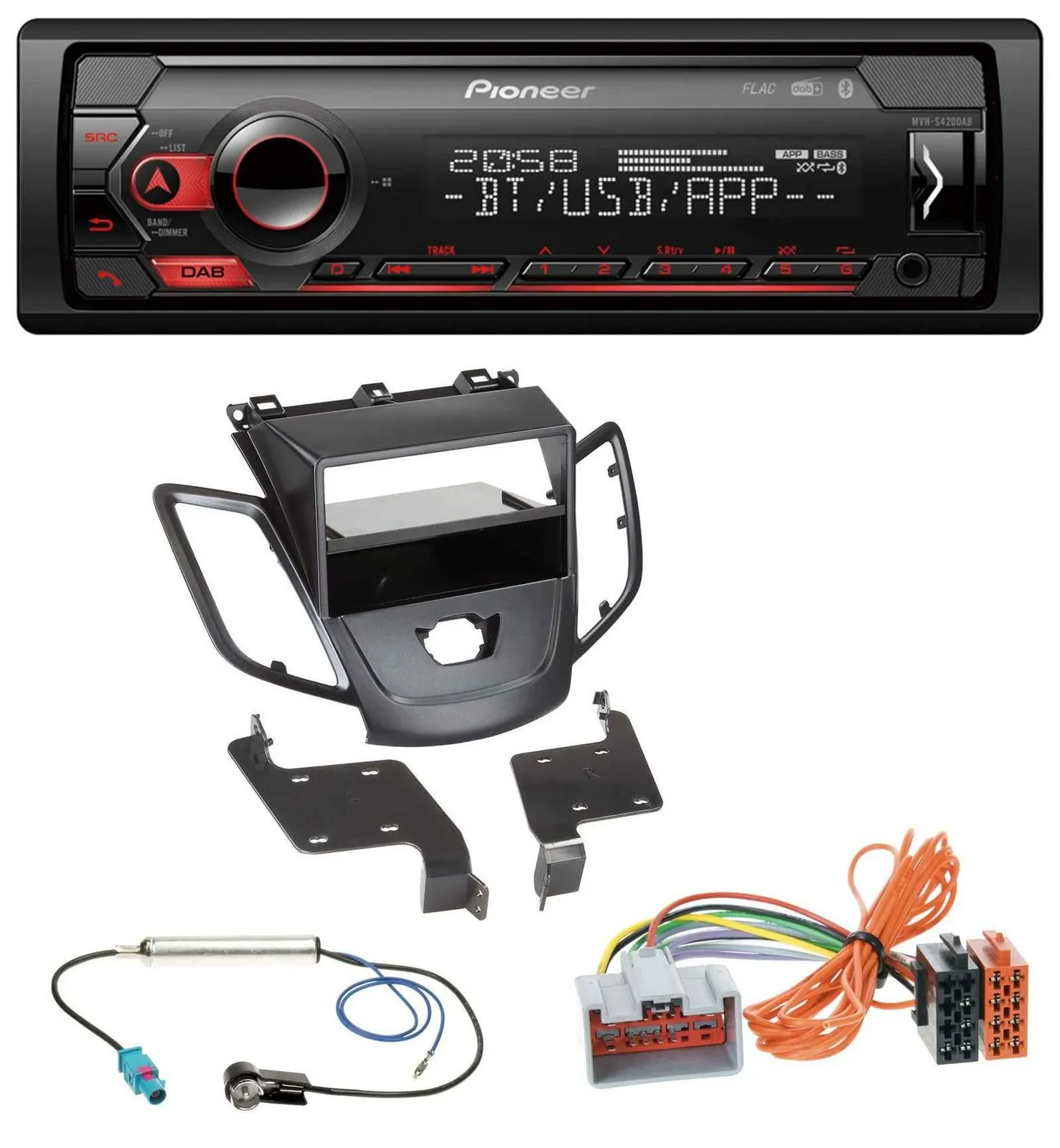 Pioneer MP3 USB DAB Bluetooth Autoradio für Ford Fiesta JA8 08-10 ohne Display s
