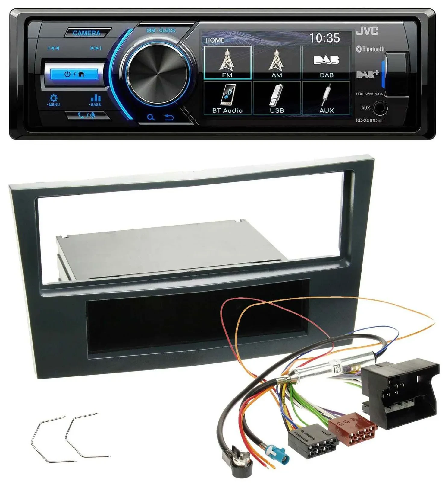 JVC Bluetooth MP3 USB DAB Autoradio für Opel Corsa D ab 2005 Stealth Schwarz