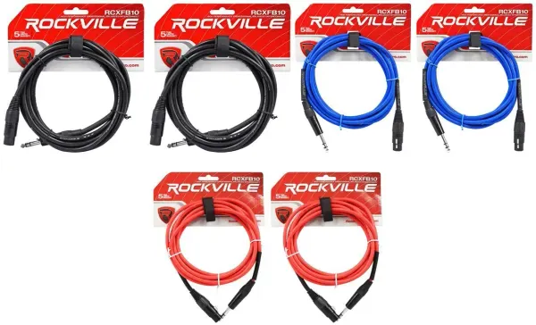 Коммутационный кабель Rockville RCXFB10 Multicolor 3 м (6 штук)