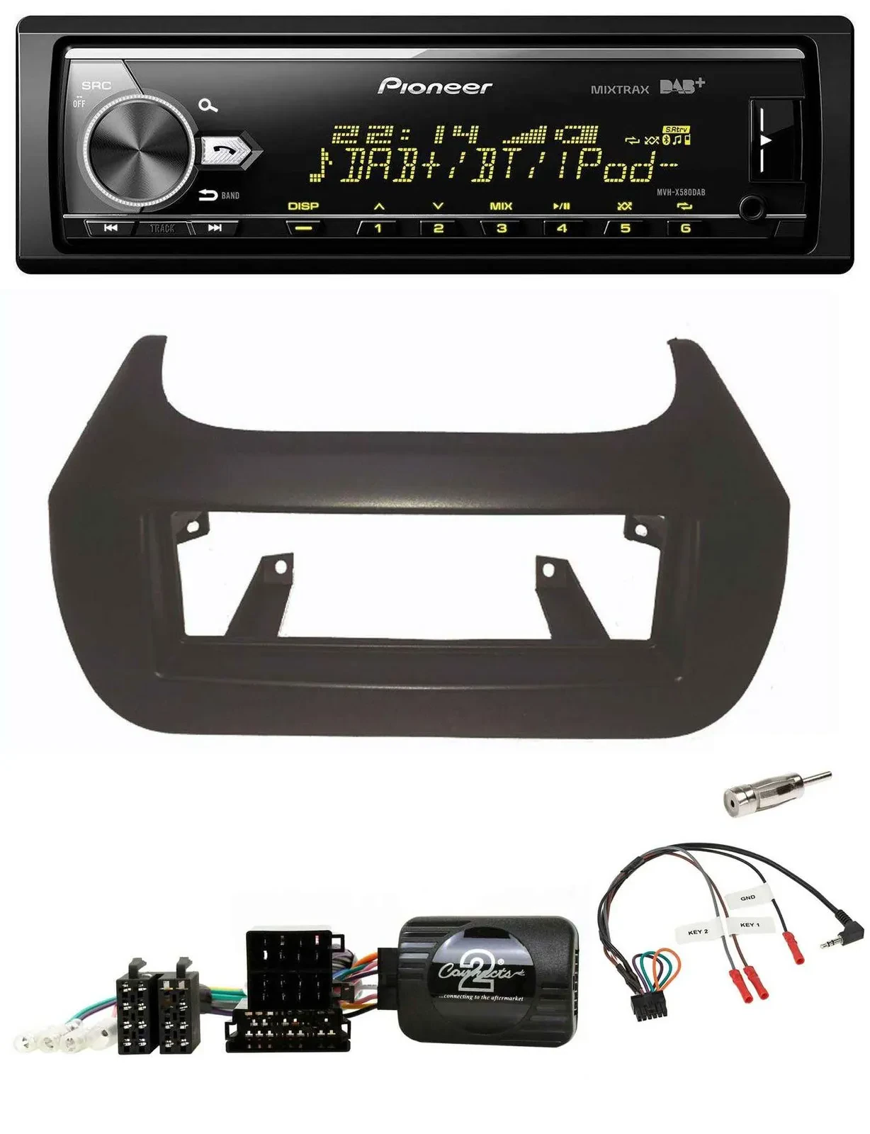 Pioneer Bluetooth USB DAB Lenkrad Autoradio für Citroen Nemo Fiat Fiorino Peugeo