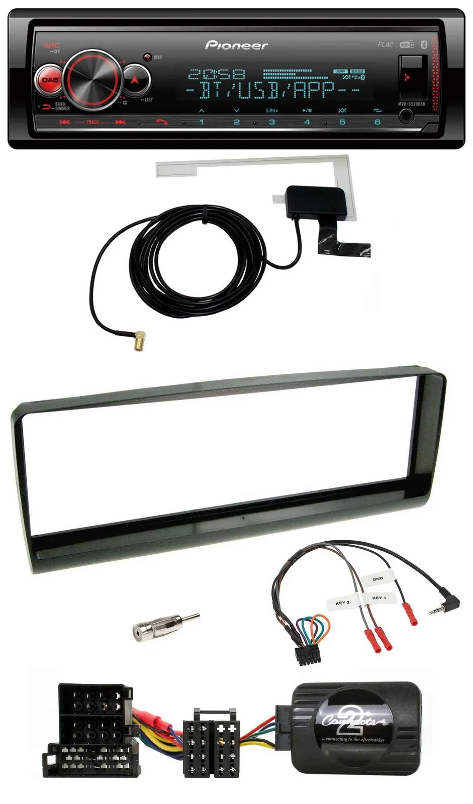 Pioneer Bluetooth DAB USB Lenkrad Autoradio für Alfa Romeo 156 00-01 schwarz