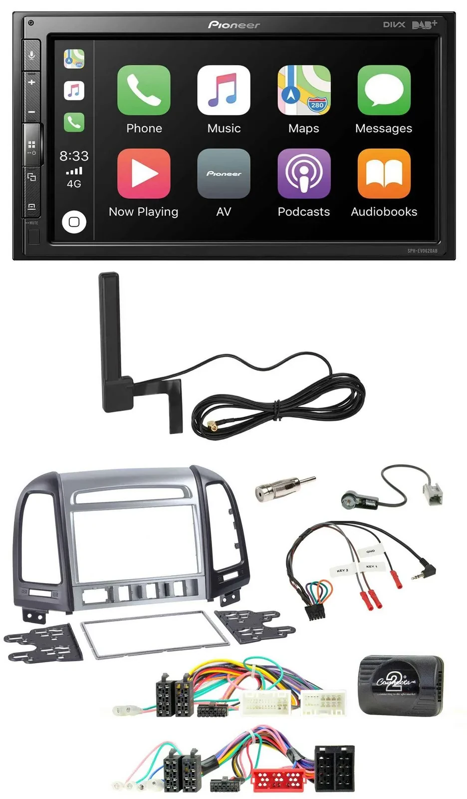 Pioneer USB 2DIN Bluetooth DAB Lenkrad Autoradio für Hyundai SantaFe 2010-2012 4