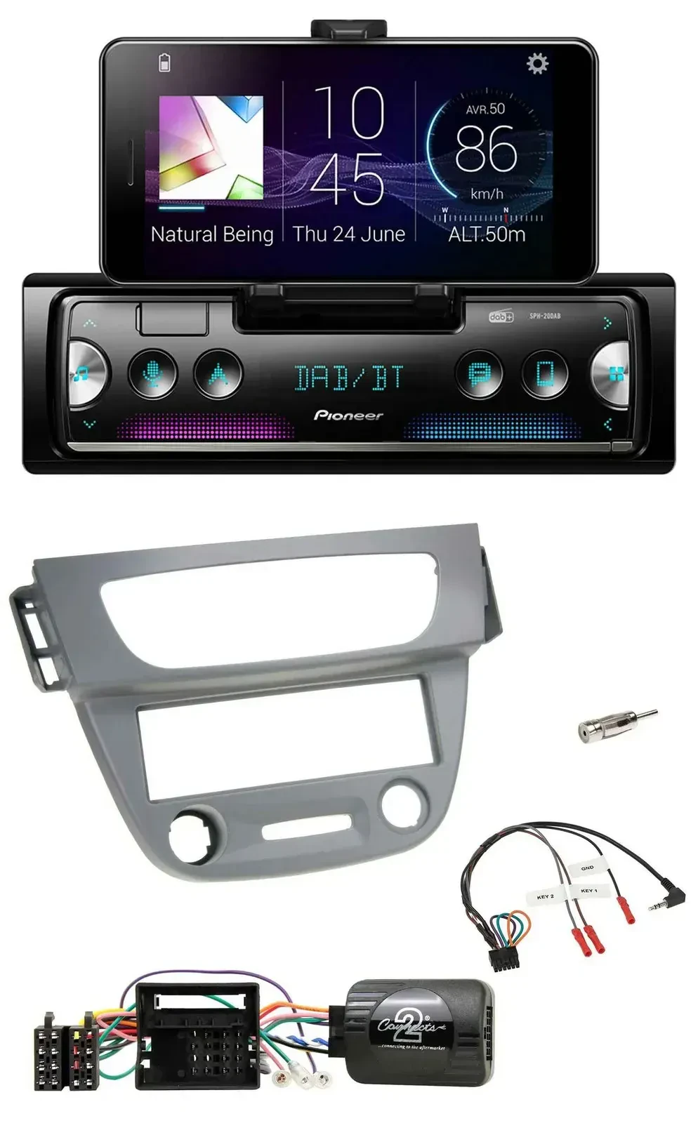 Pioneer USB Lenkrad Bluetooth DAB Autoradio für Renault Megane III 2009-2012 gra