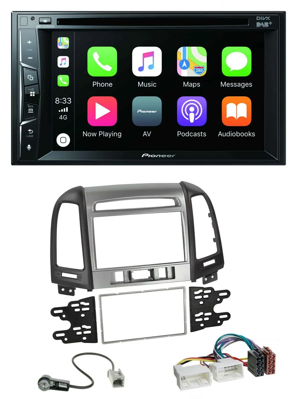 Pioneer MP3 USB DVD Bluetooth DAB 2DIN Autoradio für Hyundai Santa Fe 3 Schalter