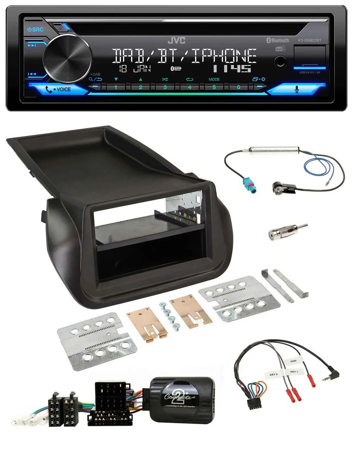 Автомагнитола JVC Bluetooth USB DAB CD для Citroen Nemo/Peugeot Bipper