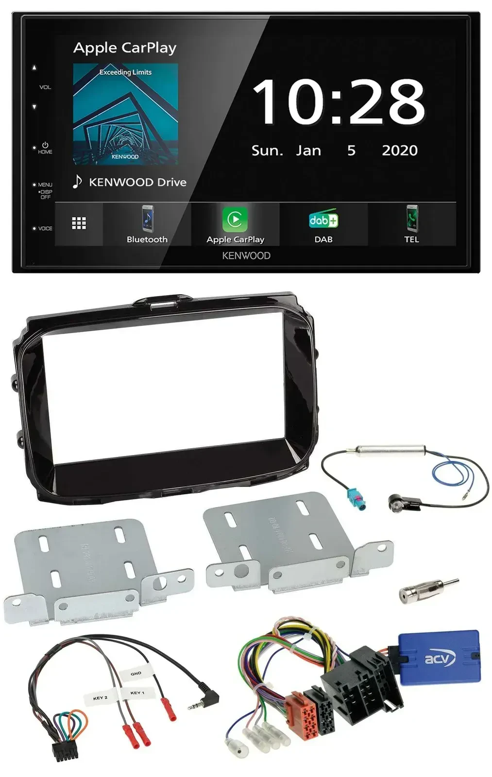 Автомагнитола Kenwood 2-DIN, Bluetooth, DAB, USB, для Alfa Romeo Giulietta, ISO
