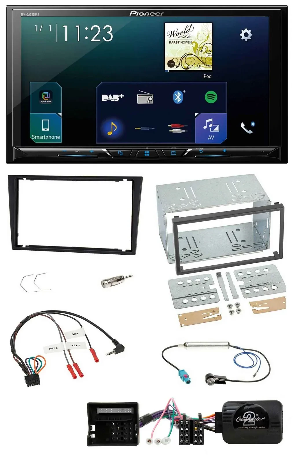 Pioneer Lenkrad Bluetooth USB 2DIN DAB Autoradio für Opel Corsa C Tigra Vectra C