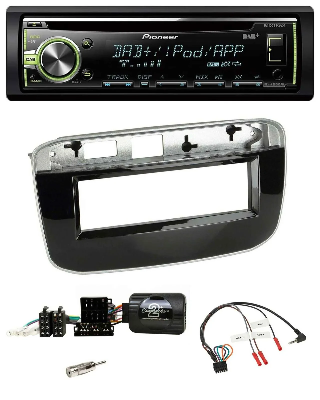 Автомагнитола Pioneer DAB, USB, MP3, CD для Fiat Punto/Punto Evo (с 2009) с управлением с руля