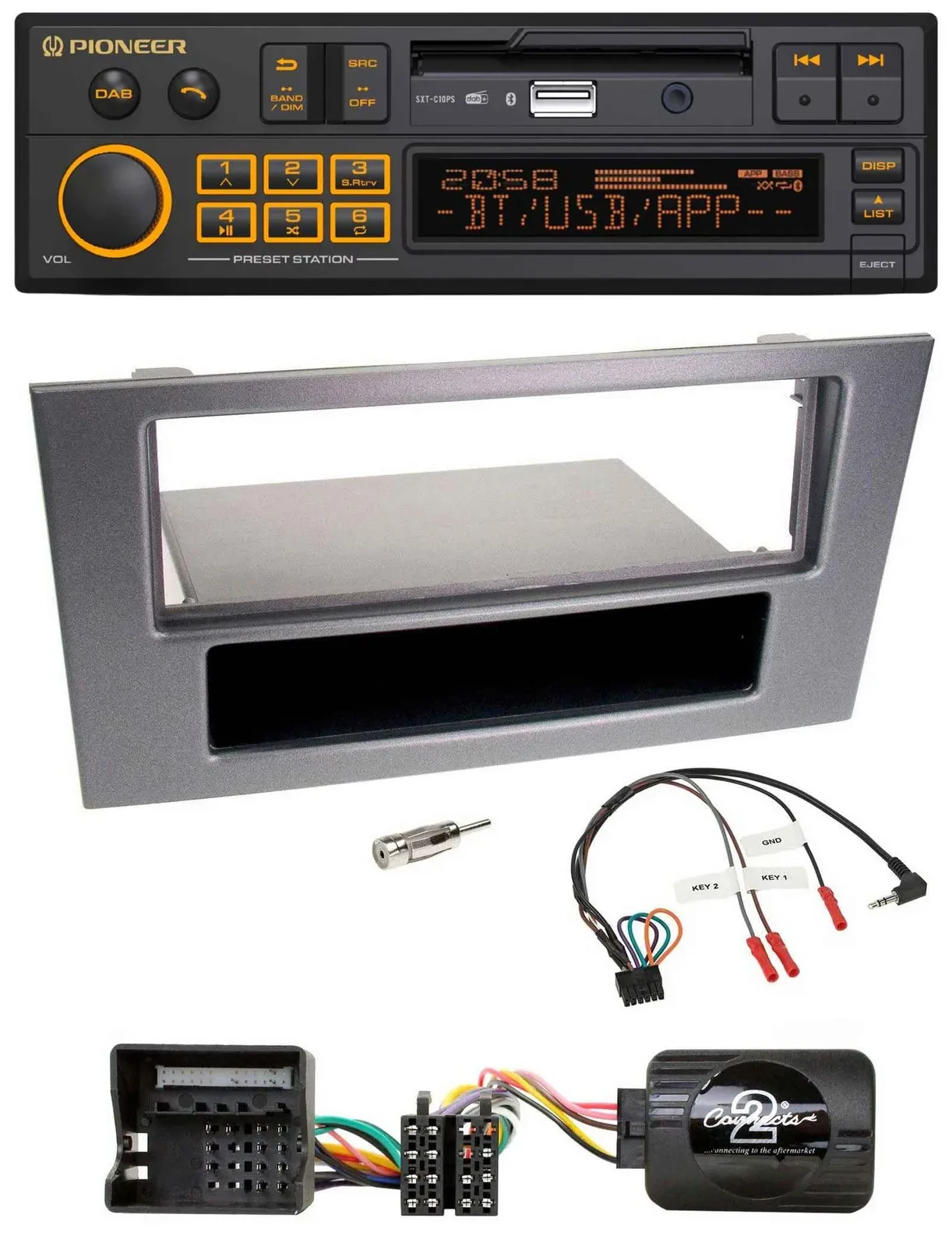 Pioneer DAB Lenkrad USB Bluetooth Autoradio für Ford Mondeo 2004-2007 anthrazit