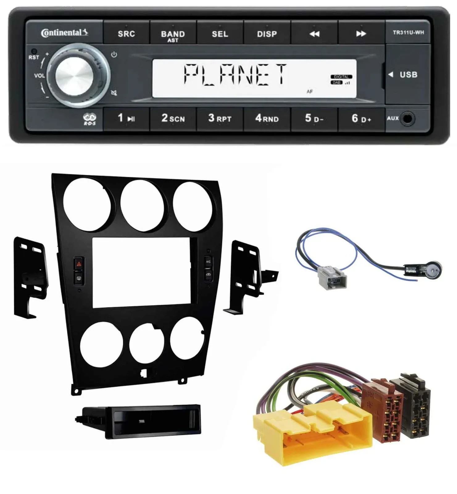 Continental USB MP3 AUX 1DIN Autoradio für Mazda 6 (2006-2008)