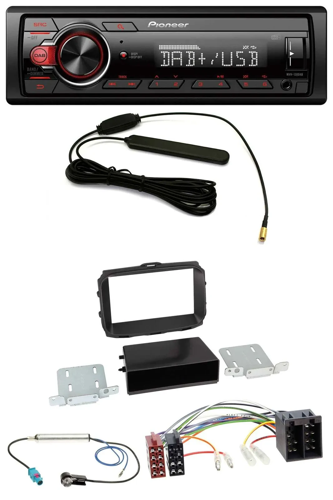 Автомагнитола Pioneer 1-DIN, DAB, MP3, USB, AUX для Alfa Romeo Giulietta (2013–2021) ISO