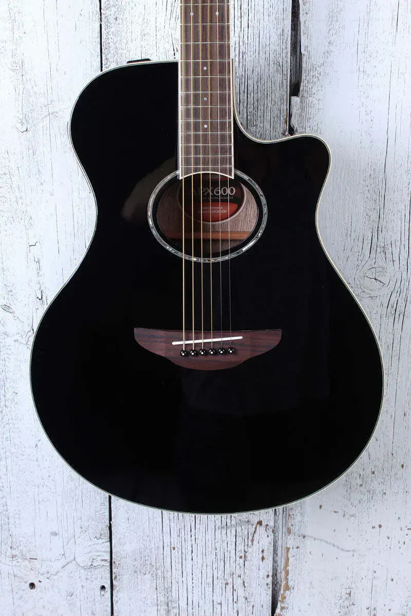 Yamaha APX Series APX600 Thinline Cutaway Acoustic Electric Guitar Black Finish