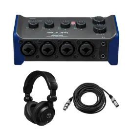 Zoom AMS-44 4x4 USB Audio Interface, Bundle with TAPH100 Monitor Headphones and