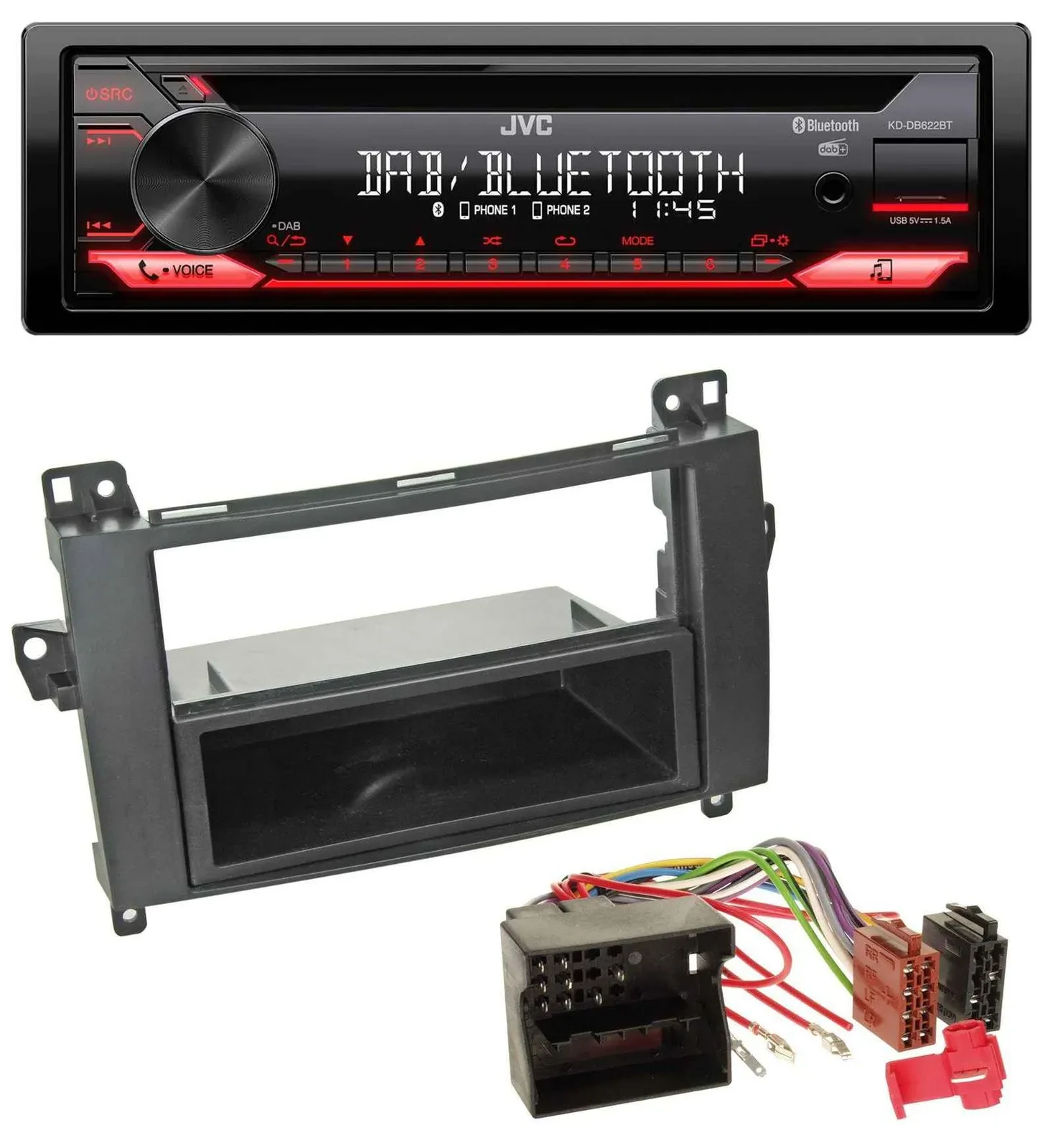 JVC CD DAB USB Bluetooth MP3 Autoradio für Mercedes B-Klasse (T245, 05-11)