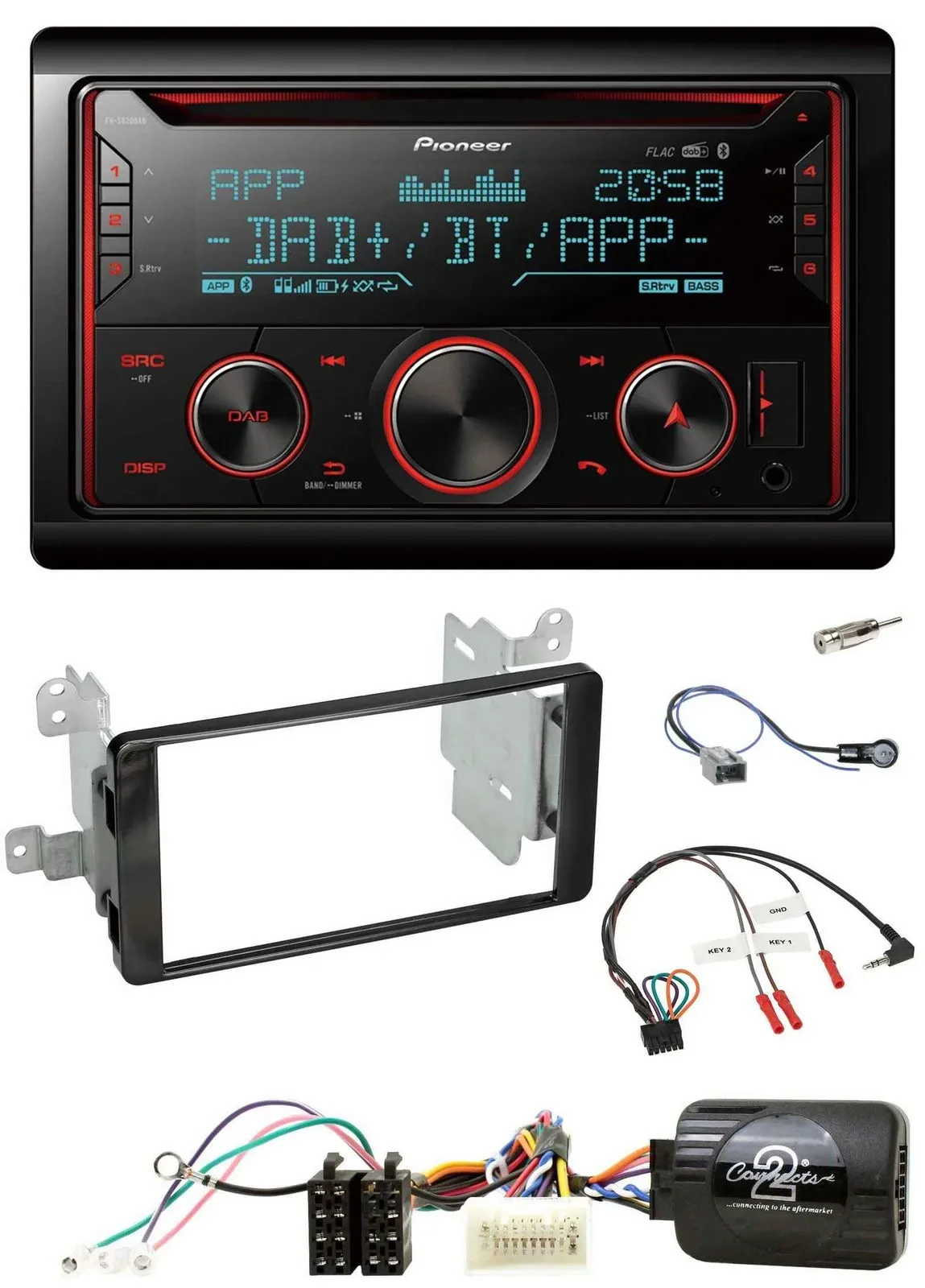 Pioneer 2DIN DAB Lenkrad Bluetooth USB CD Autoradio für Mitsubishi ab 2012 Outla