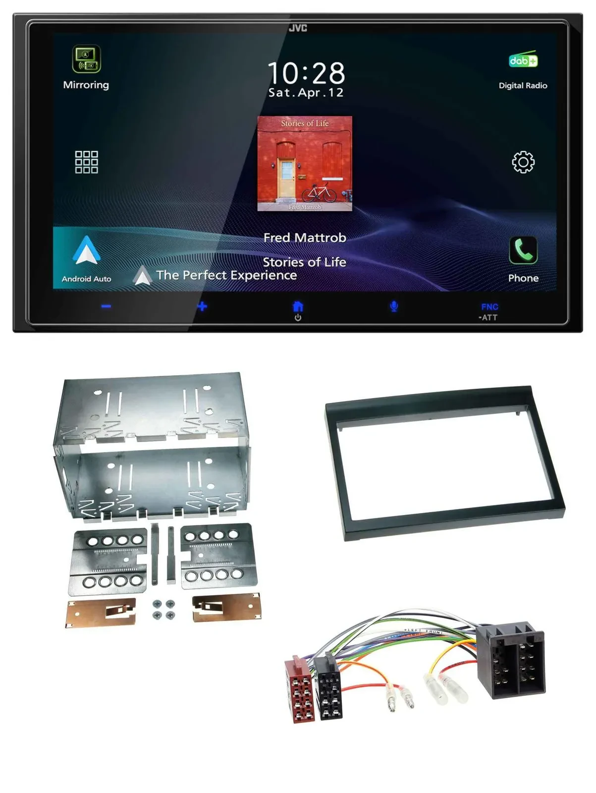 Автомагнитола JVC 2DIN, DAB, USB, Bluetooth, MP3 для Porsche Boxster 1996–2004