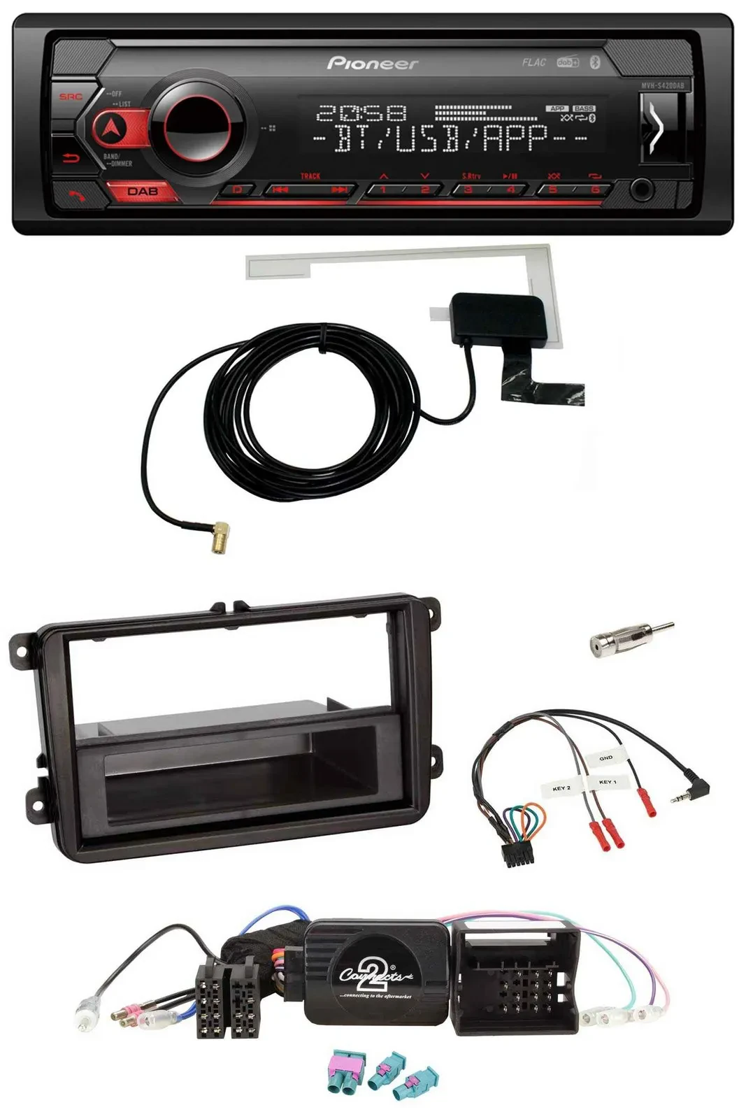 Автомагнитола Pioneer DAB, USB, Bluetooth, управление с руля, для VW Passat/Polo/Scirocco/Sharan
