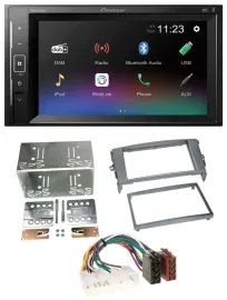 Pioneer DAB MP3 2DIN Bluetooth USB Autoradio für Toyota Auris 07-12 anthrazit-gr