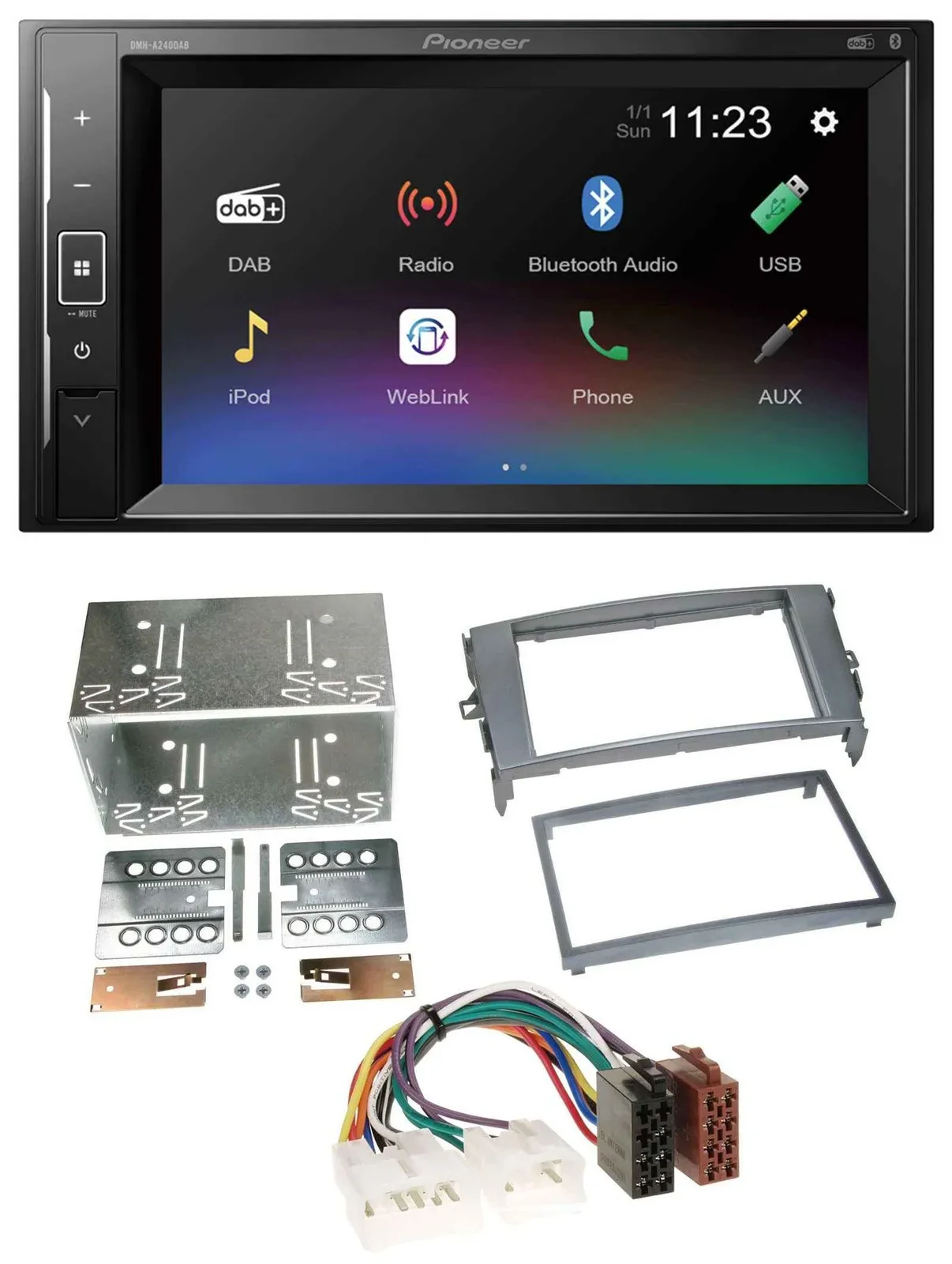Автомагнитола Pioneer 2-DIN DAB, MP3, Bluetooth, USB для Toyota Auris (2007–2012), антрацитовый