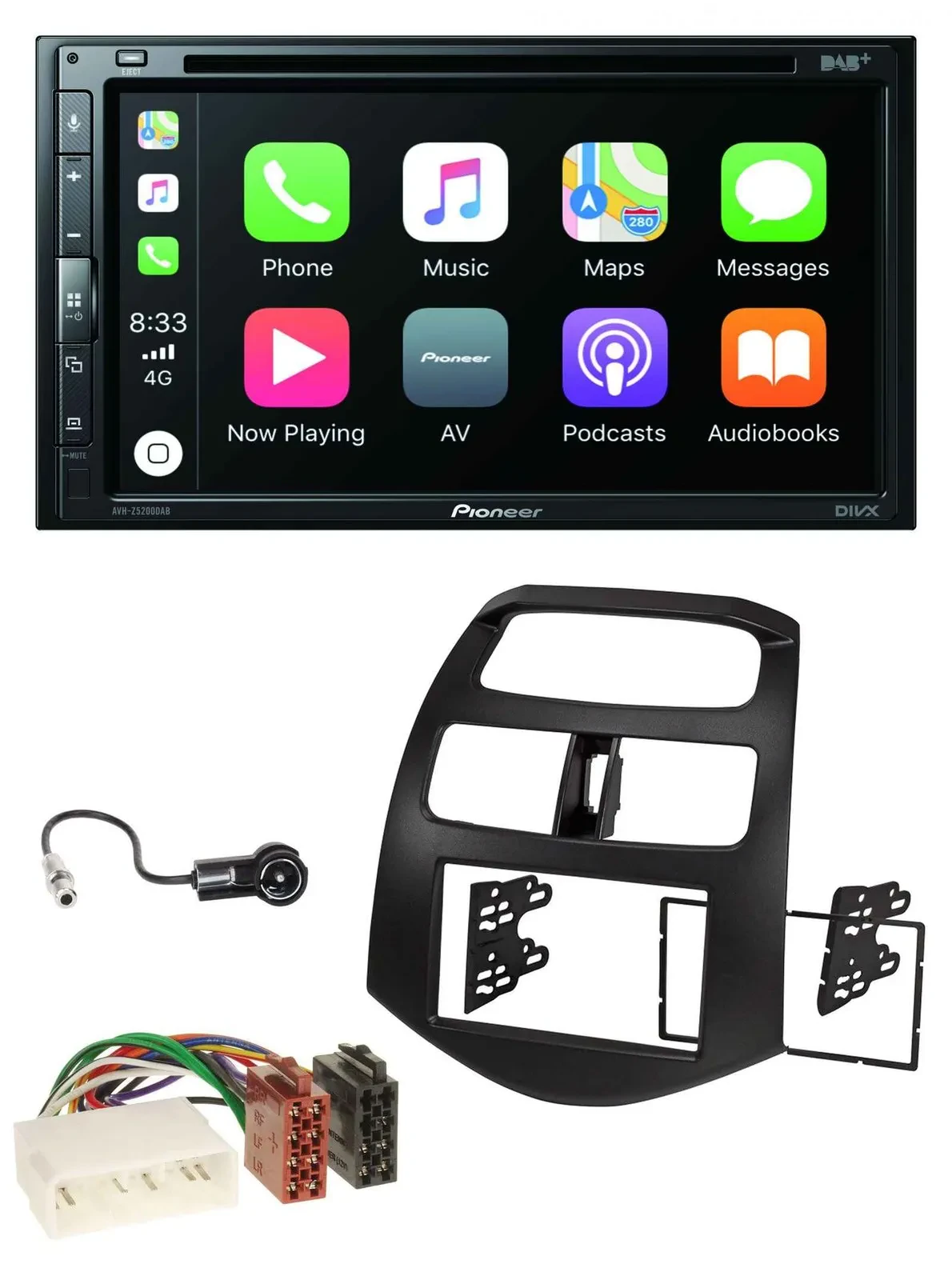 Pioneer DVD 2DIN MP3 DAB Bluetooth USB Autoradio für Chevrolet Spark KLM 2012-20