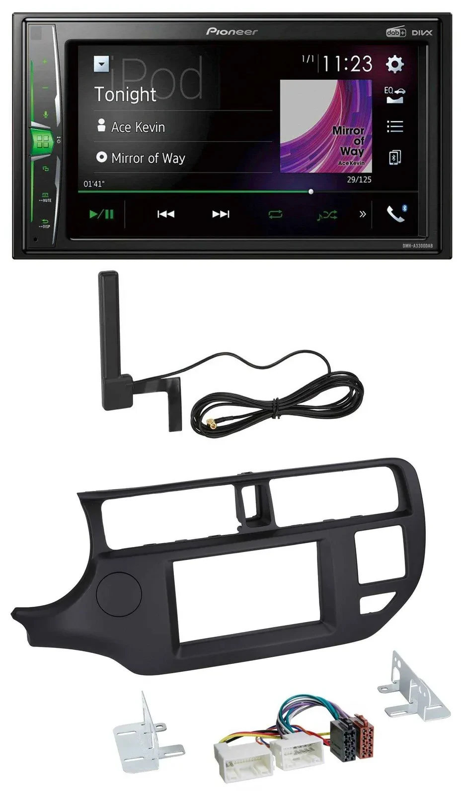 Pioneer MP3 DAB AUX 2DIN Bluetooth Autoradio für Kia Rio 11-14 UB schwarz