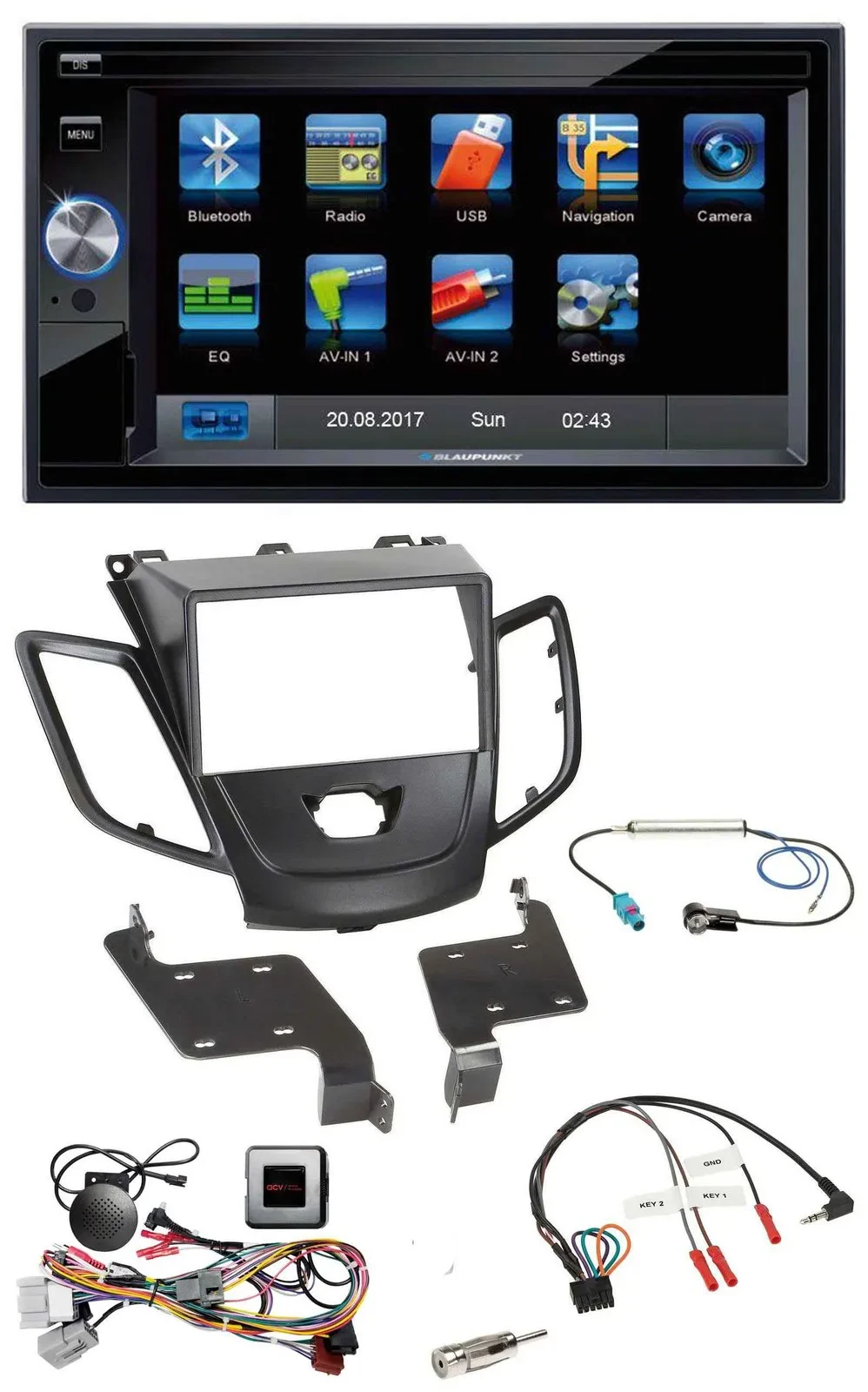 Автомагнитола Blaupunkt 2-DIN, USB, Bluetooth, TMC, поддержка управления на руле, для Ford Fiesta 2010–2013, черный