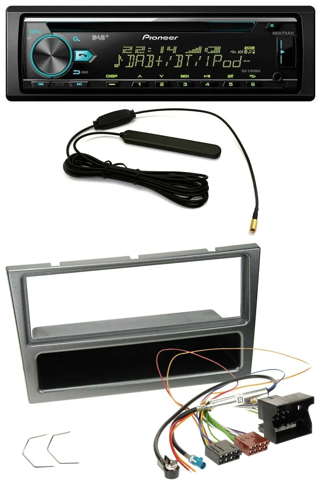 Автомагнитола Pioneer для Opel Corsa C (2004–2006) Quadlock CD/MP3 USB AUX DAB алюминий