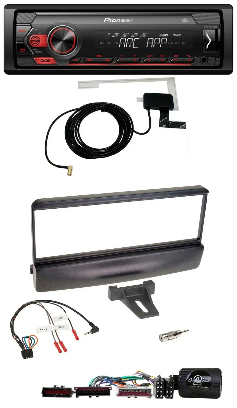 Автомагнитола для Ford Escort/Focus Pioneer 1-DIN, USB, DAB, MP3, поддержка управления с руля, черная