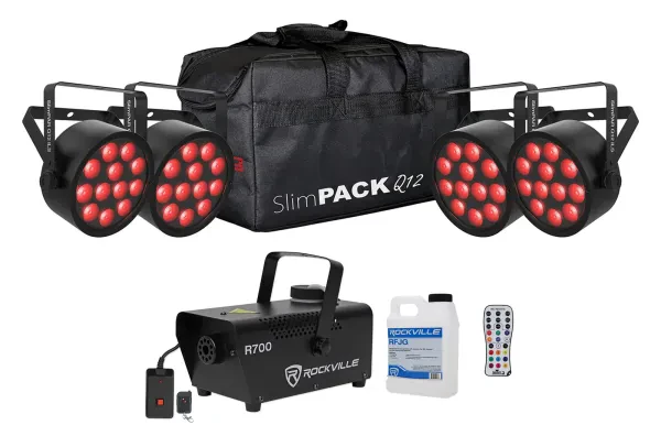 Chauvet DJ SlimPACK Q12 ILS (4) SlimPAR Q12 ILS Lights+Cables+Bag+Remote+Fogger