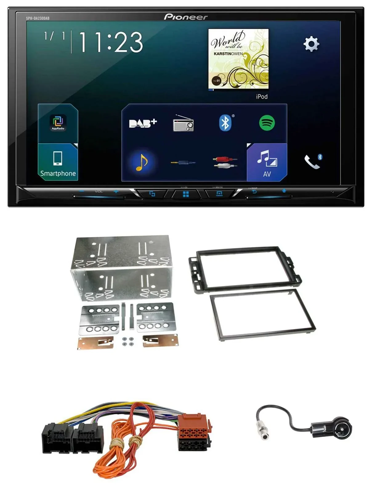 Автомагнитола Pioneer 2DIN, DAB, Bluetooth, USB, MP3 для Cadillac BLS (2006–2010)